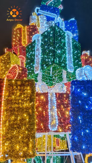Decoraciones navideñas Esfera LED redonda para exteriores Iluminación impermeable Luces de bola con motivos 3D