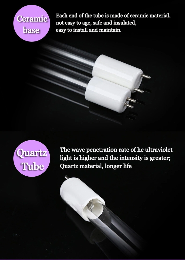 UVC Bactericidal Tube Standard 4-Pin 118mm, 150mm 287mm UV Light Bulbs 6W 8W 14W Germicidal UV Lamp